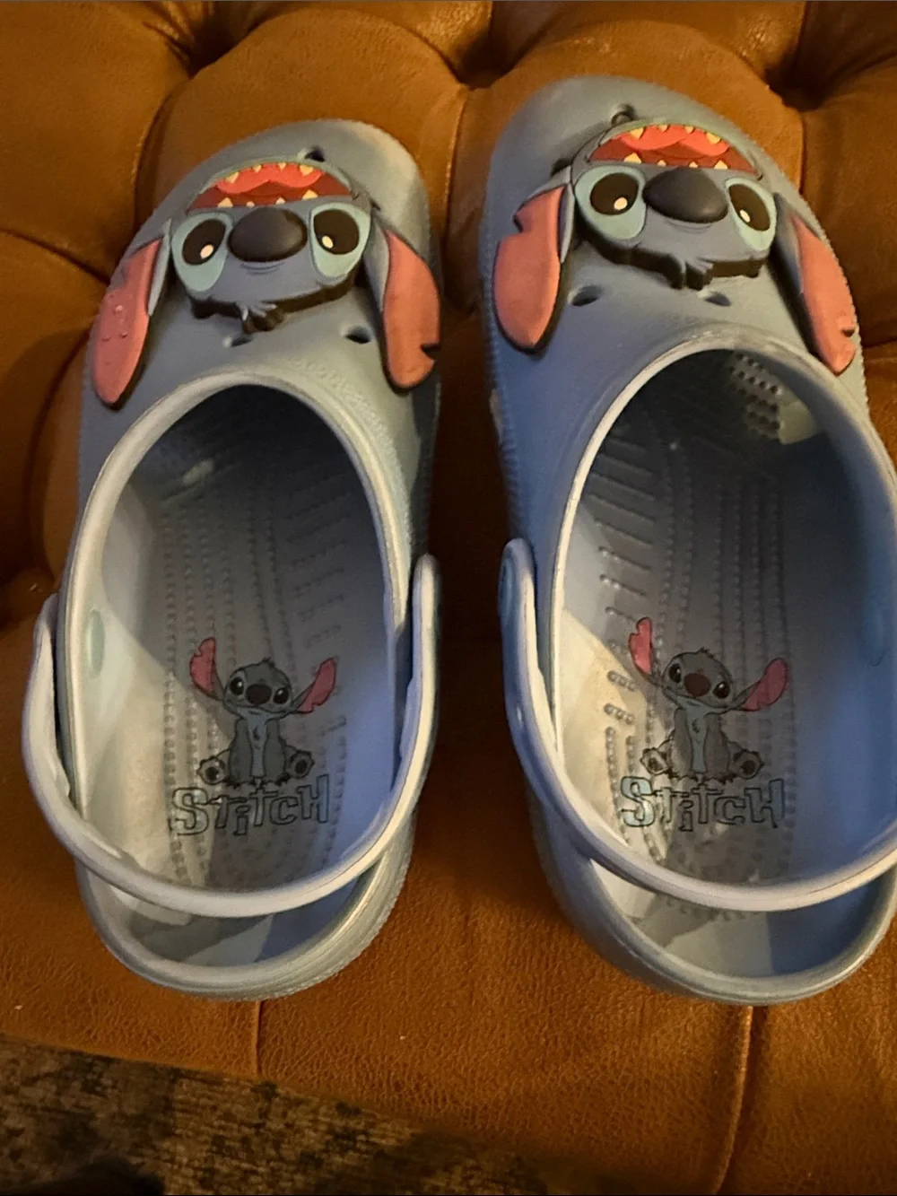Disney Stitch CROCS - Light Blue. Big Kids size 3